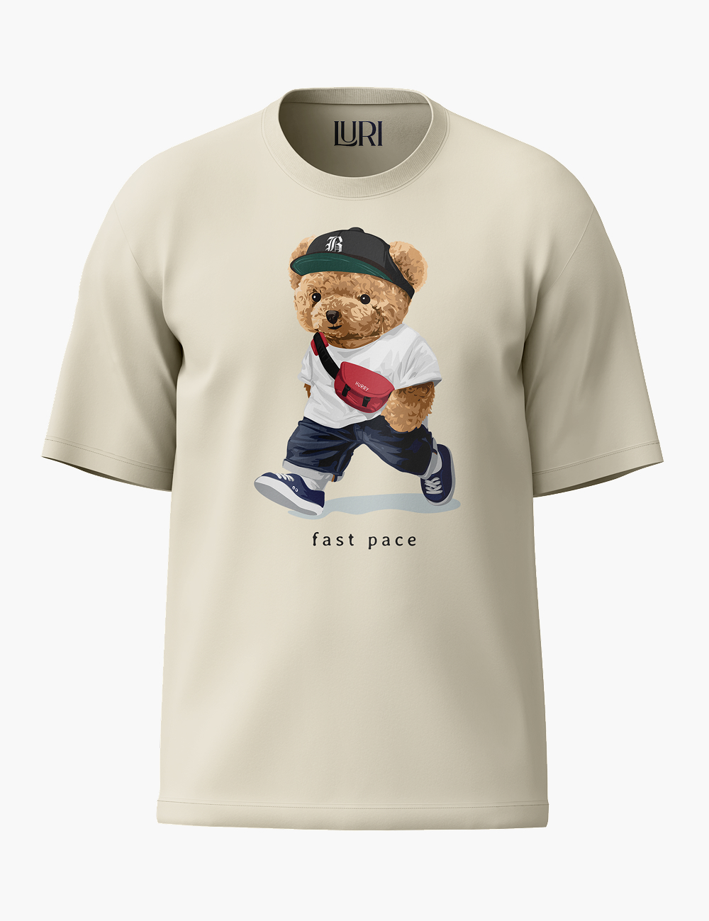 LURI Supima Cotton Unisex Oversized T-Shirt – Fast Pace Teddy Edition