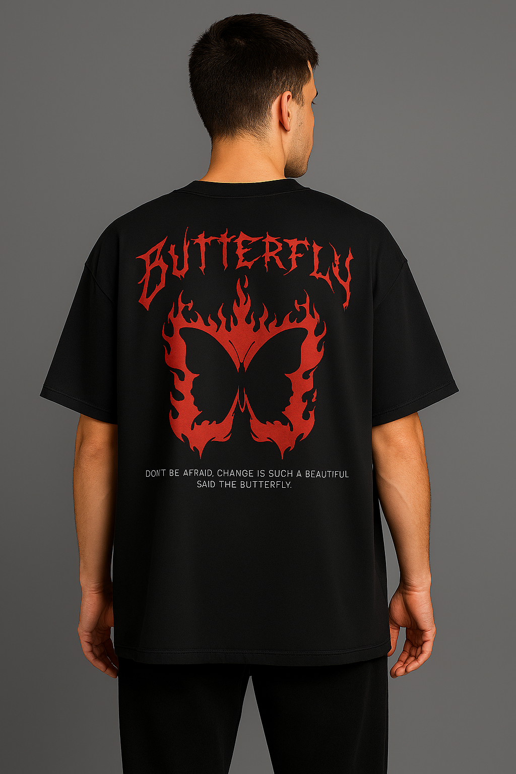 LURI Supima Cotton Unisex Oversized T-Shirt – Flame Butterfly Edition - Image 3
