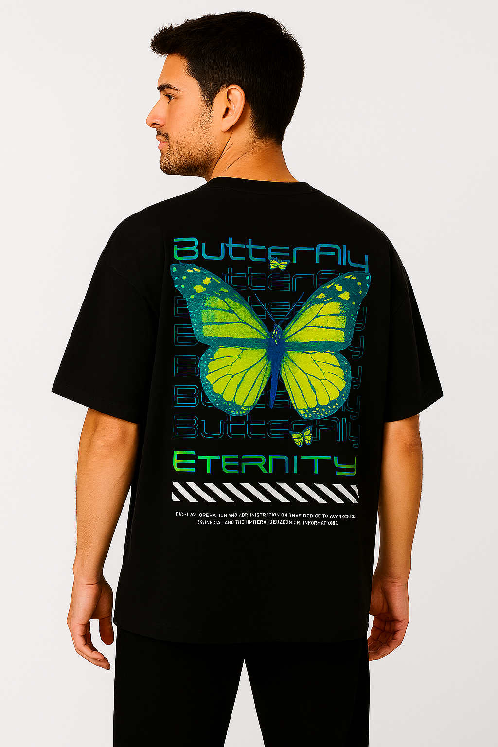LURI Supima Cotton Unisex Oversized T-Shirt – Neo Butterfly Edition - Image 3