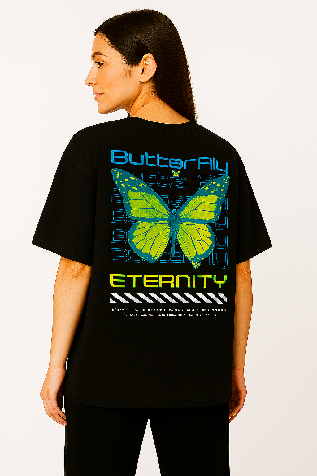 LURI Supima Cotton Unisex Oversized T-Shirt – Neo Butterfly Edition - Image 4