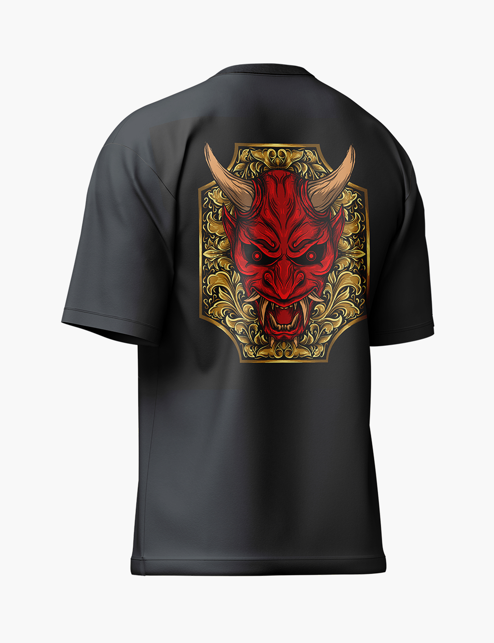 LURI Supima Cotton Unisex Oversized T-Shirt – Oni Inferno Mask