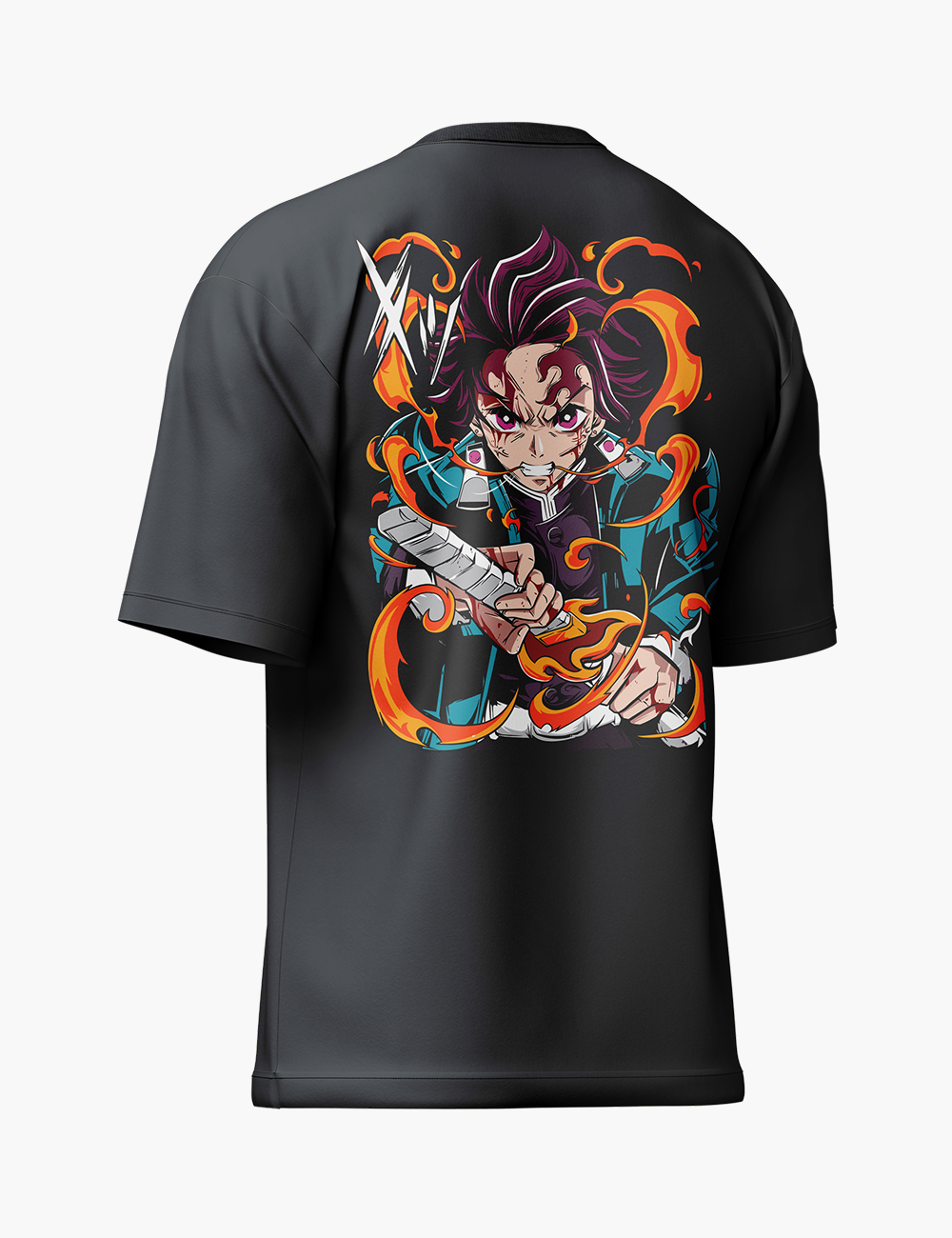 LURI Supima Cotton Unisex Oversized T-Shirt – Flame Blade Warrior - Image 4
