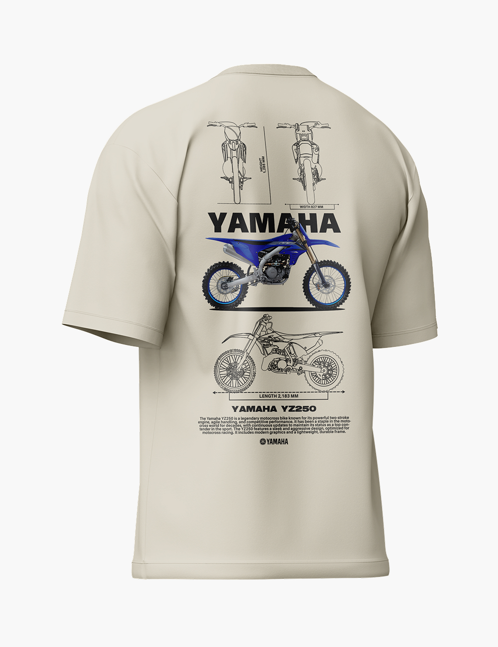 LURI Supima Cotton Unisex Oversized T-Shirt – Yamaha YZ250 Moto Blueprint