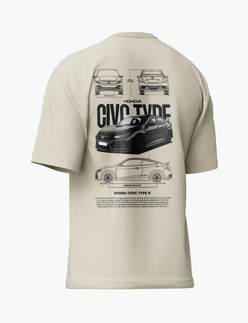 LURI Supima Cotton Unisex Oversized T-Shirt – Honda Civic Type R Blueprint