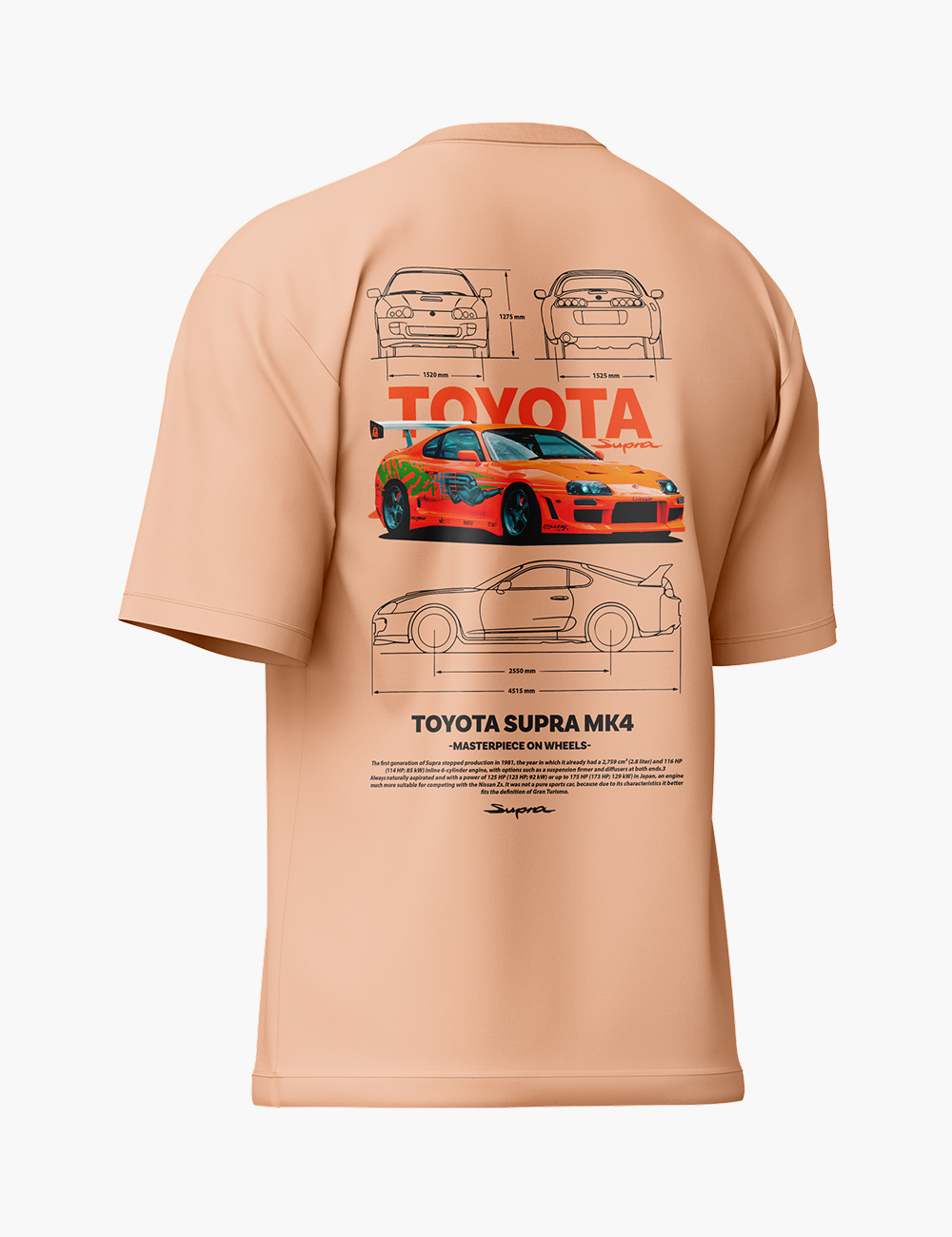 LURI Supima Cotton Unisex Oversized T-Shirt – Toyota Supra MK4 Street Legend - Image 4