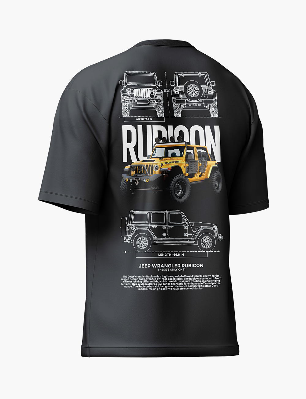 LURI Supima Cotton Unisex Oversized T-Shirt – Jeep Wrangler Rubicon Off‑Road Blueprint