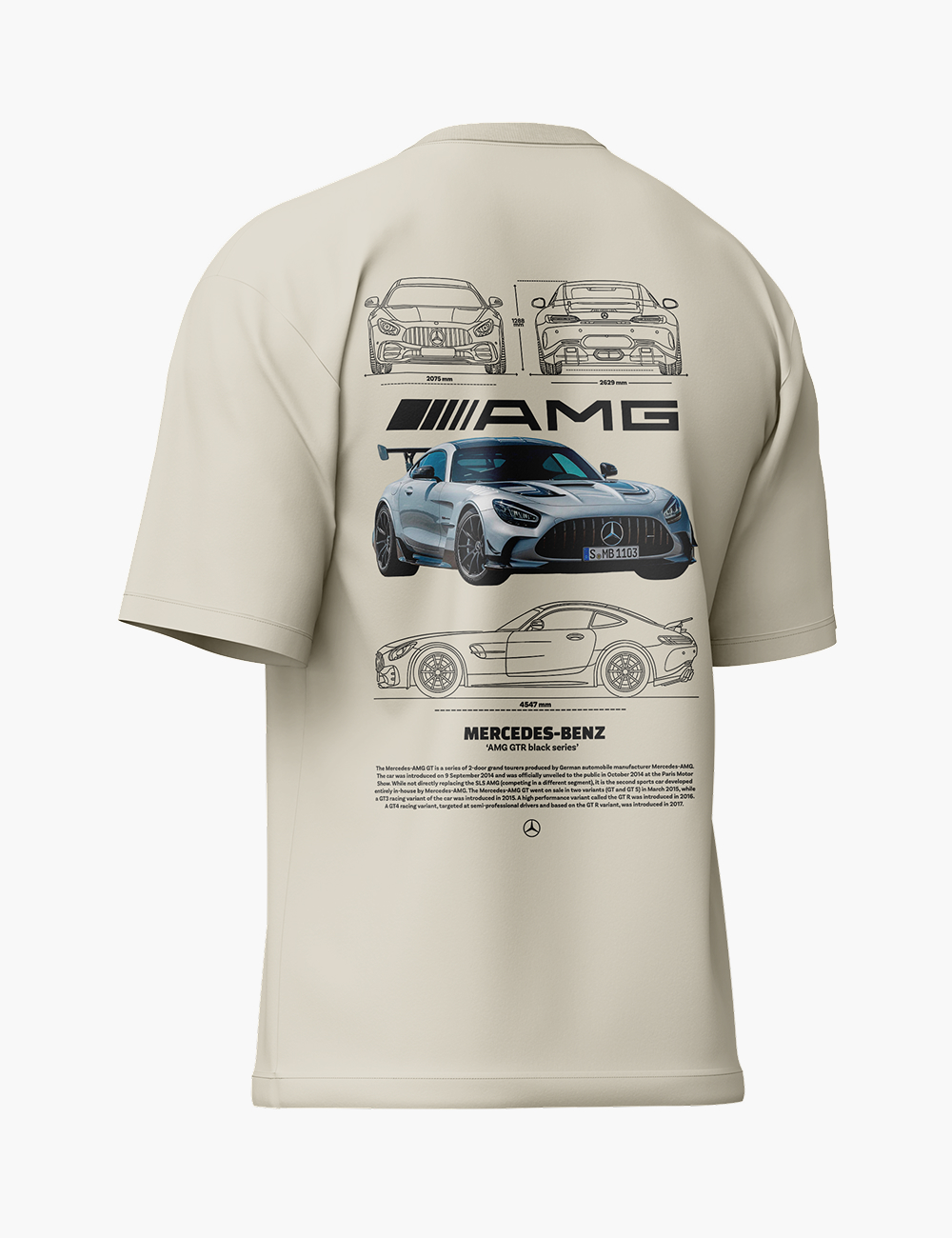 LURI Supima Cotton Unisex Oversized T-Shirt – Mercedes AMG GT R Black Series Blueprint