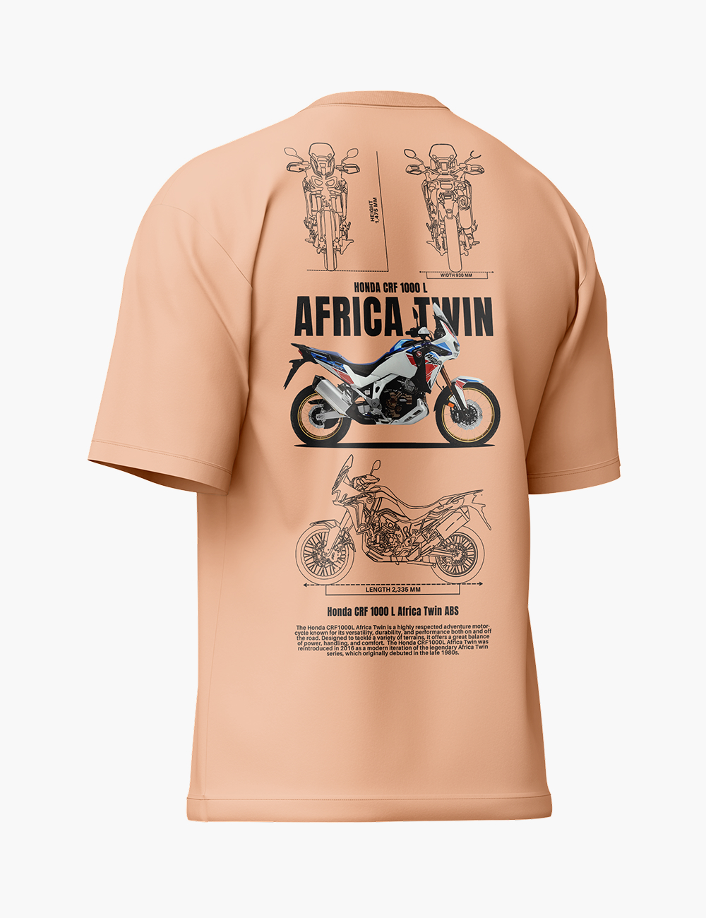 LURI Supima Cotton Unisex Oversized T-Shirt – Honda Africa Twin Adventure Blueprint