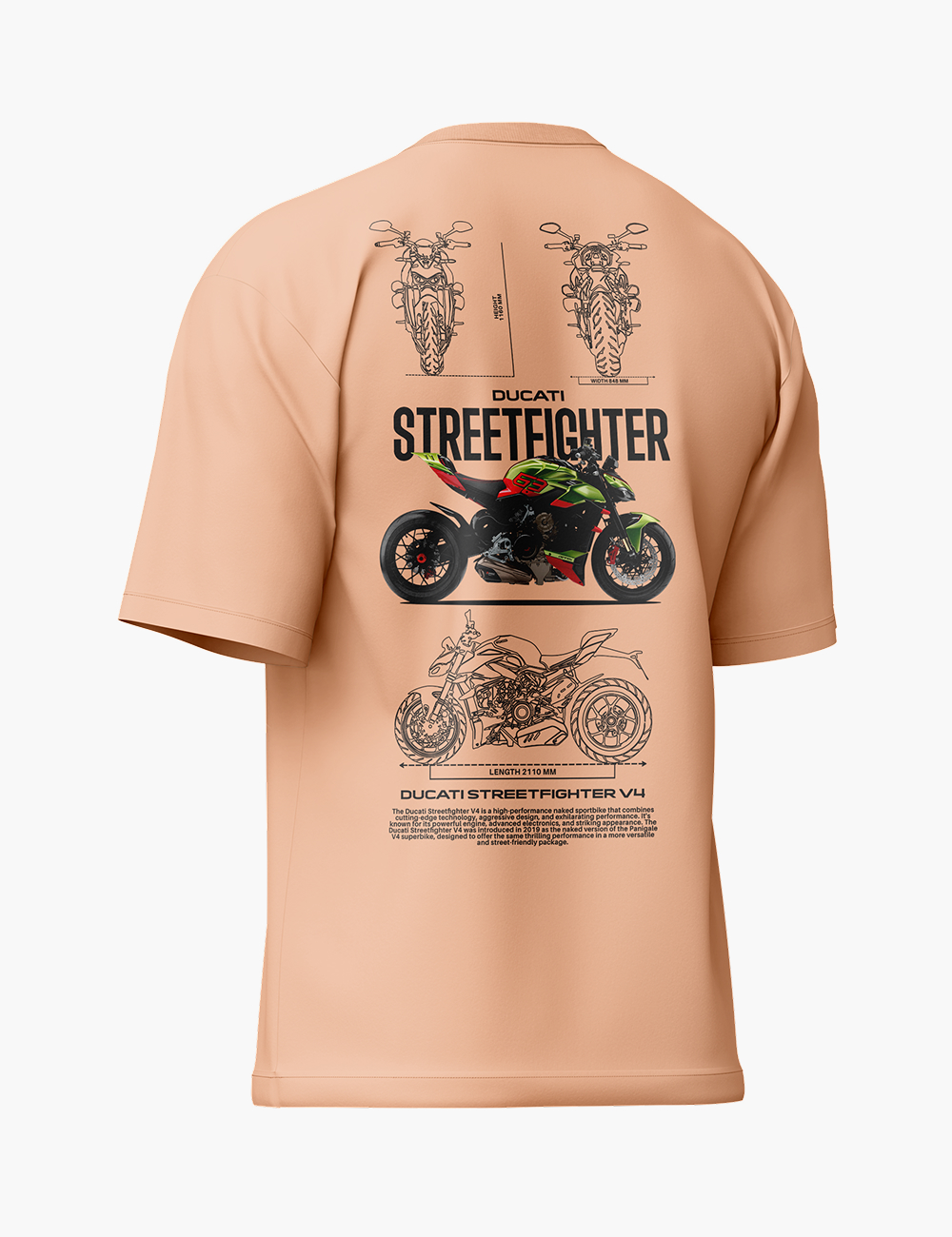LURI Supima Cotton Unisex Oversized T-Shirt – Ducati Streetfighter V4 Blueprint