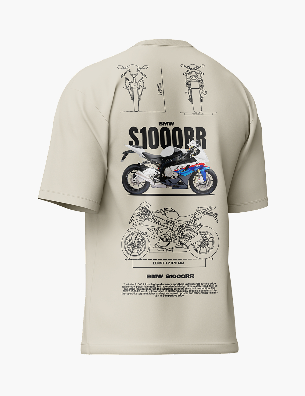 LURI Supima Cotton Unisex Oversized T-Shirt – BMW S1000RR Blueprint