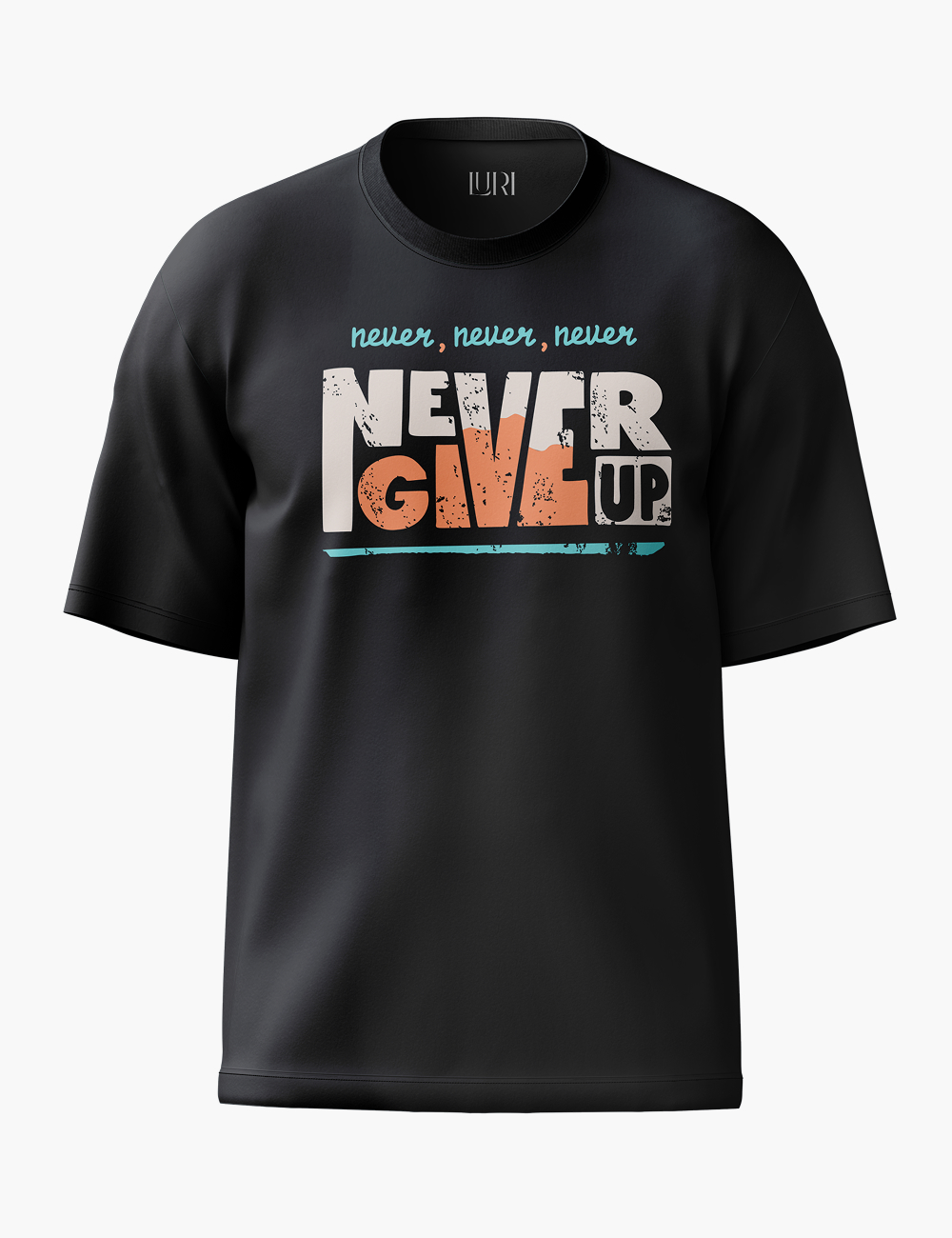 LURI Supima Cotton Unisex Oversized T-Shirt – Never Give Up Vintage Graphic