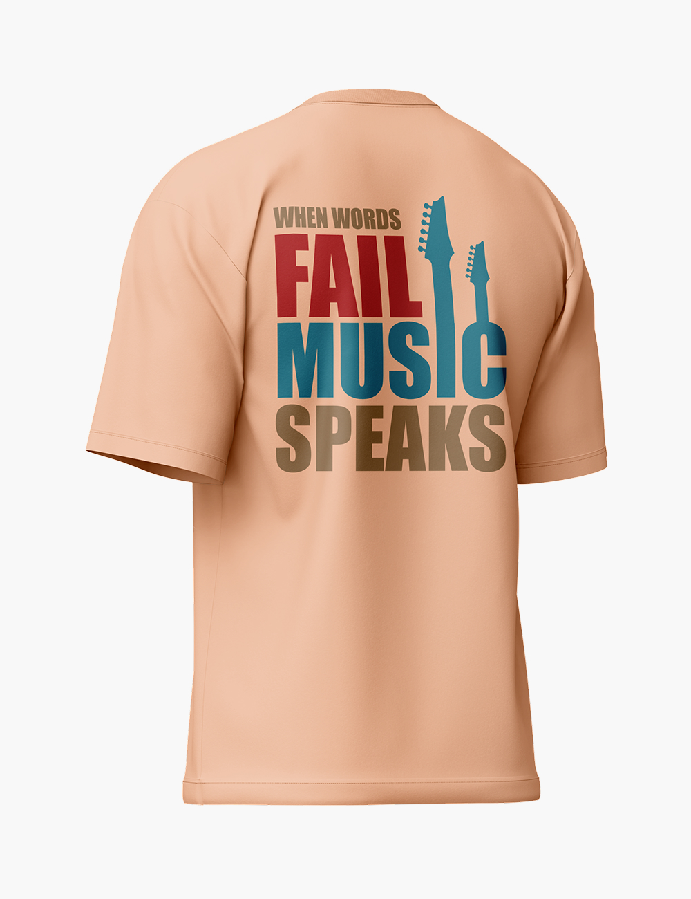 LURI Supima Cotton Unisex Oversized T-Shirt – When Words Fail Music Speaks Graphic - Image 2