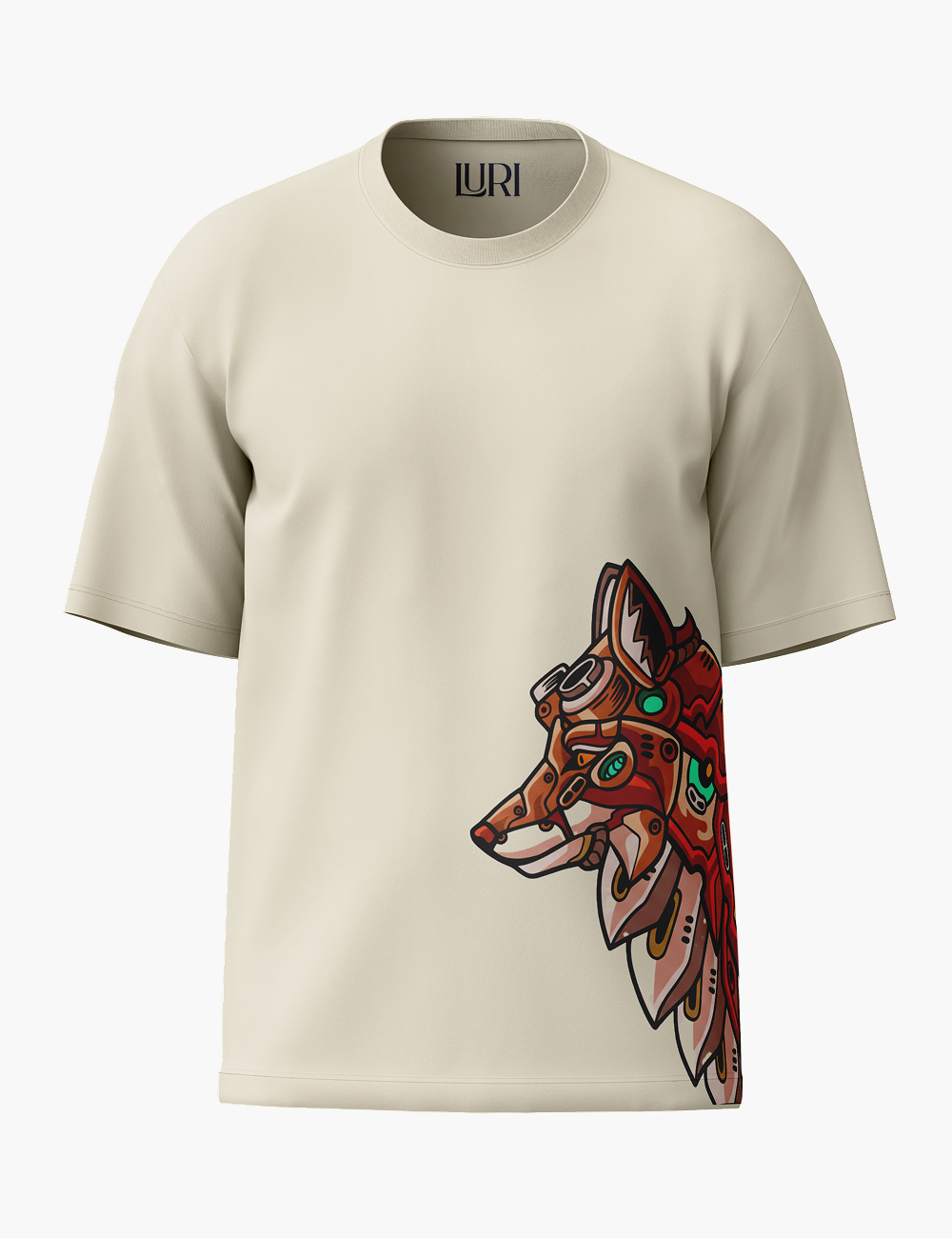 LURI Supima Cotton Unisex Oversized T-Shirt – Tribal Wolf Edition