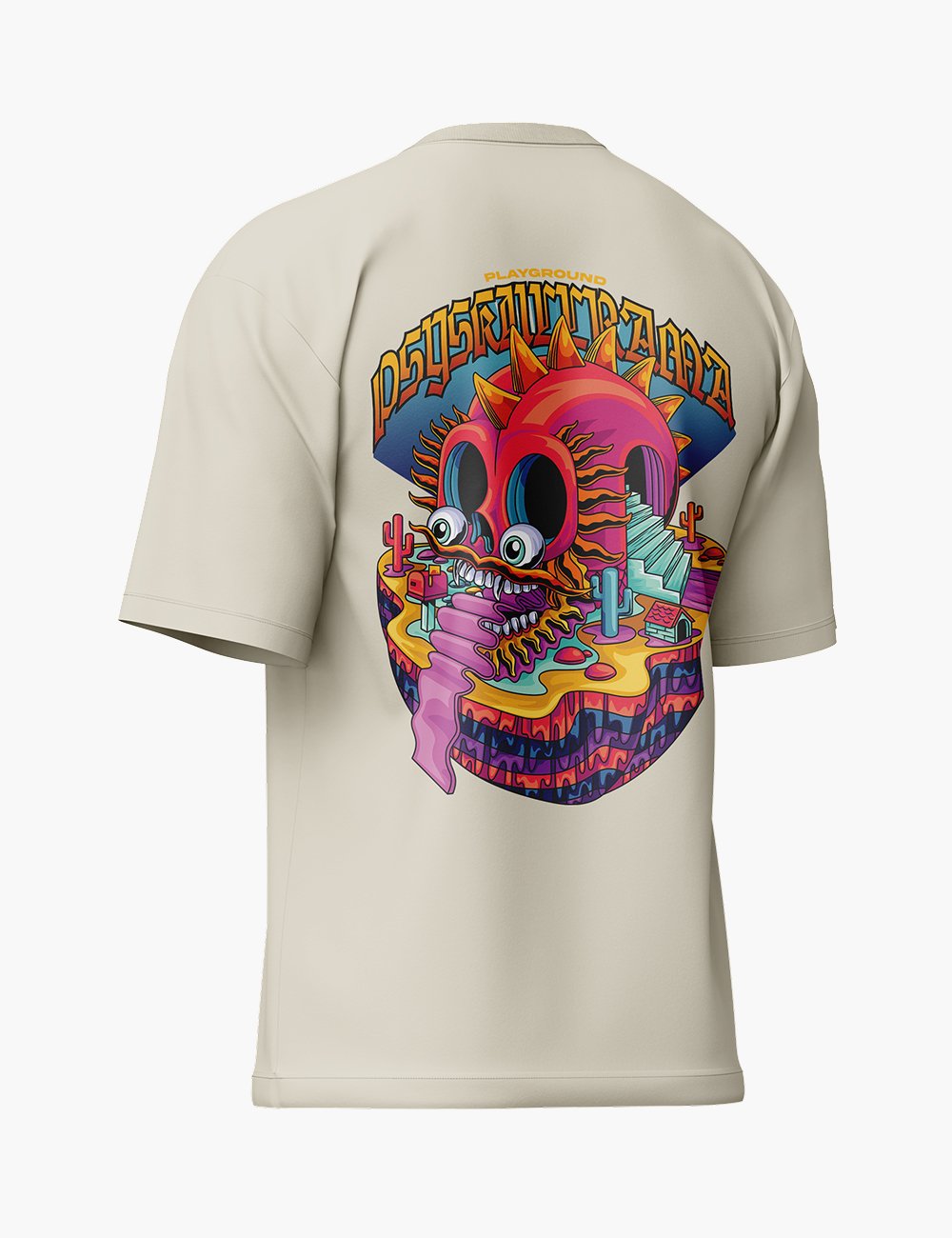 LURI Supima Cotton Unisex Oversized T-Shirt – Neon Skullscape Edition