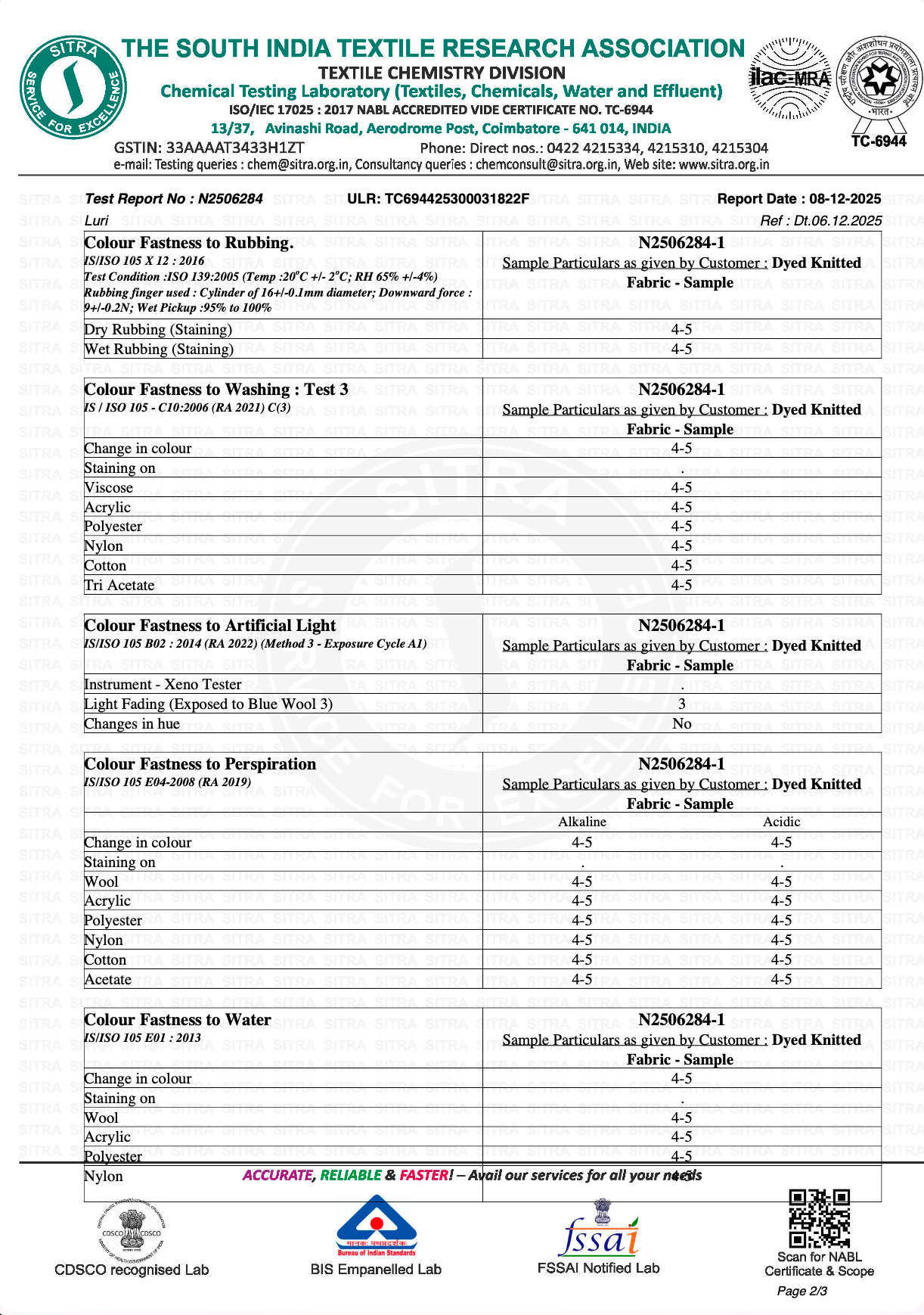 LURI - THE SOUTH INDIA TEXTILE RESEARCH ASSOCIATION