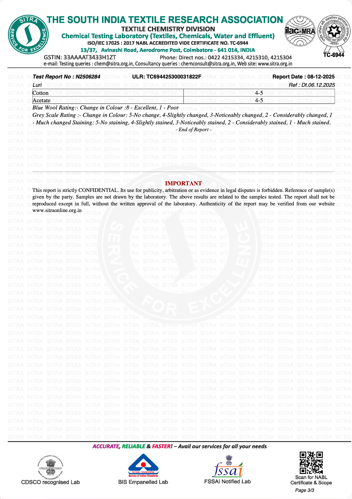 LURI - THE SOUTH INDIA TEXTILE RESEARCH ASSOCIATION