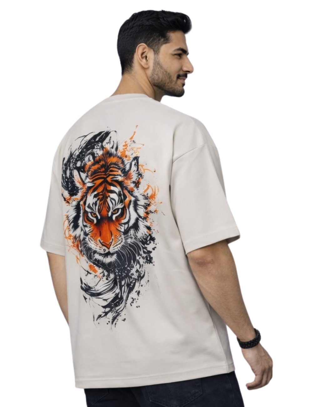 LURI Supima Cotton Unisex Oversized T-Shirt – Fury Tiger Brushstroke Edition