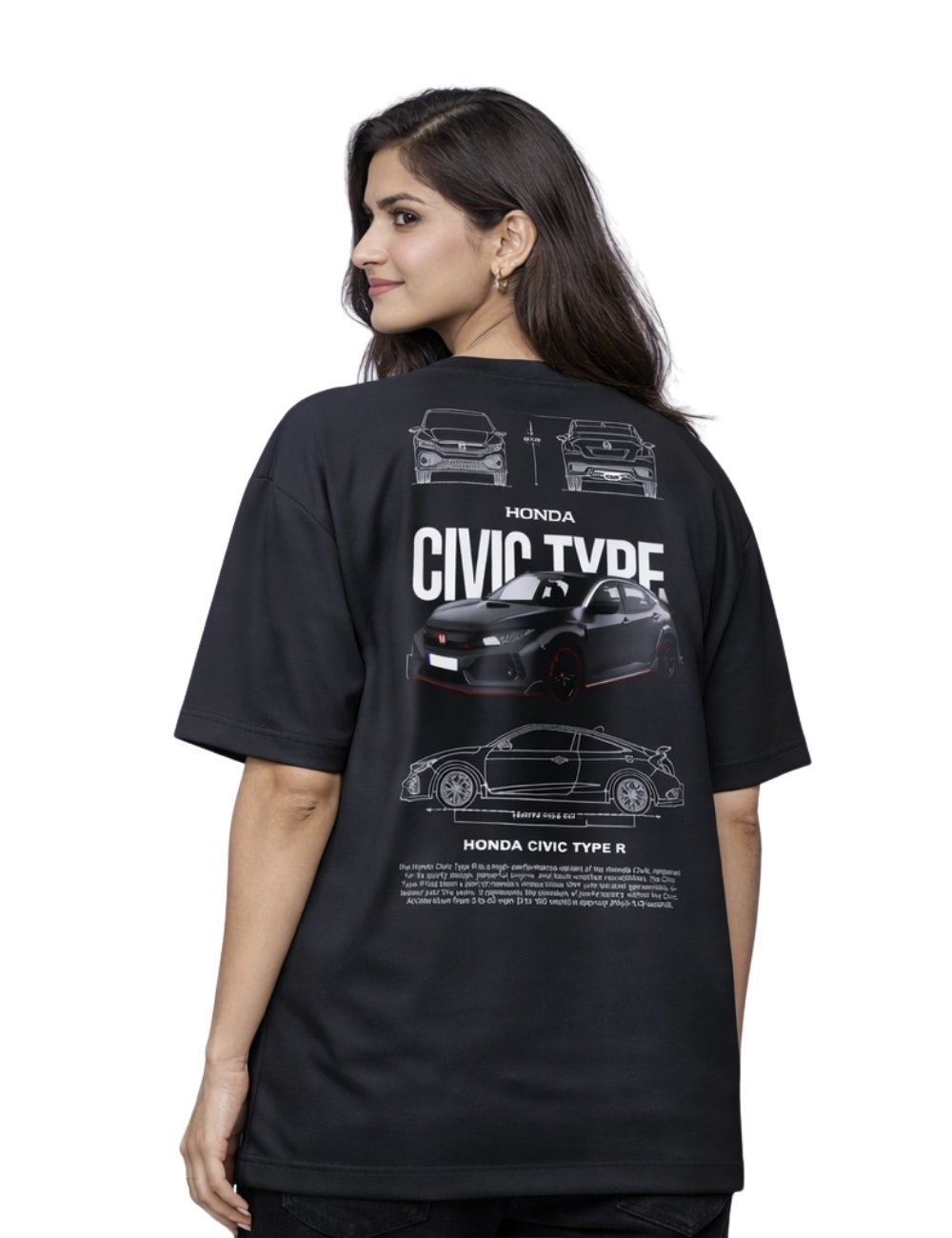LURI Supima Cotton Unisex Oversized T-Shirt – Honda Civic Type R Blueprint