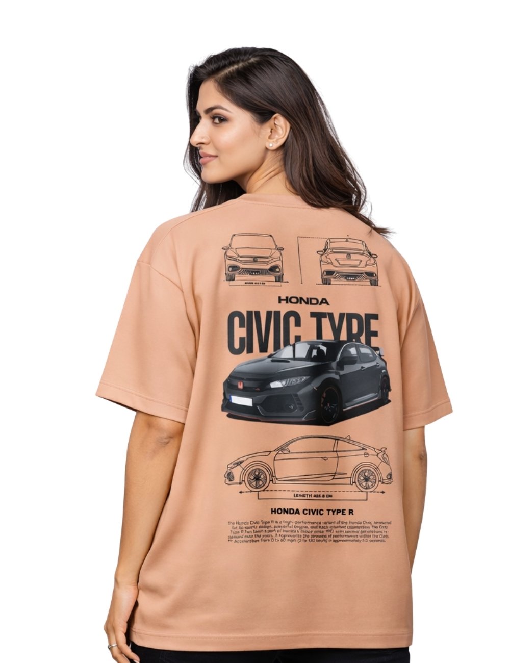 LURI Supima Cotton Unisex Oversized T-Shirt – Honda Civic Type R Blueprint