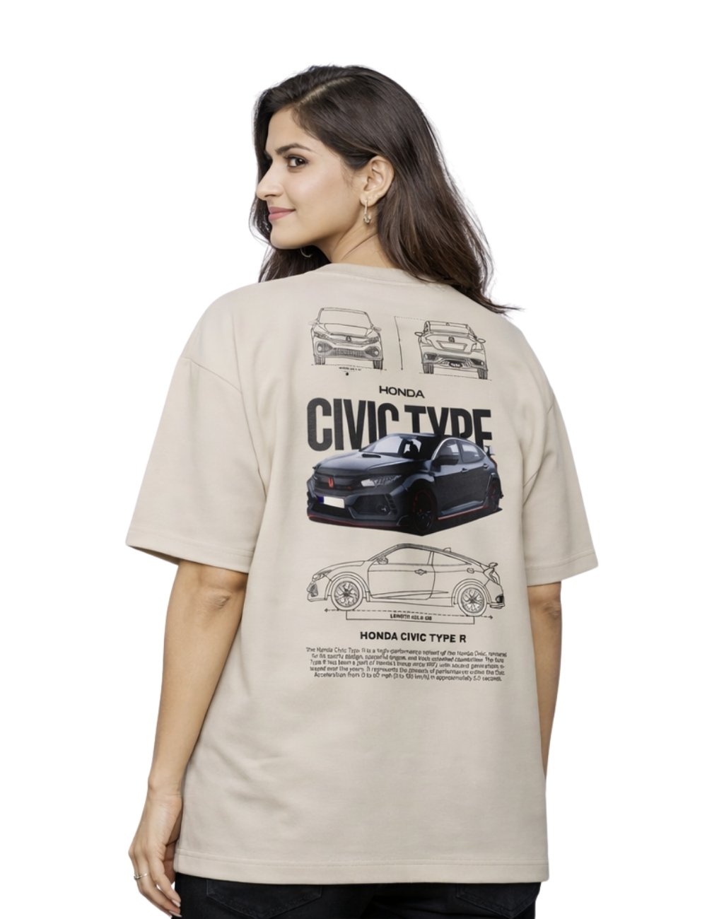 LURI Supima Cotton Unisex Oversized T-Shirt – Honda Civic Type R Blueprint