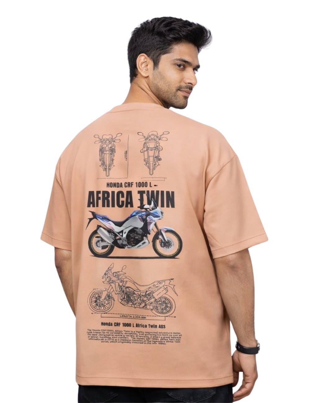 LURI Supima Cotton Unisex Oversized T-Shirt – Honda Africa Twin Adventure Blueprint