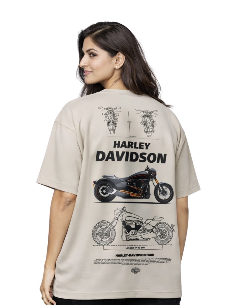LURI Supima Cotton Unisex Oversized T-Shirt – Harley Davidson FXDR Blueprint