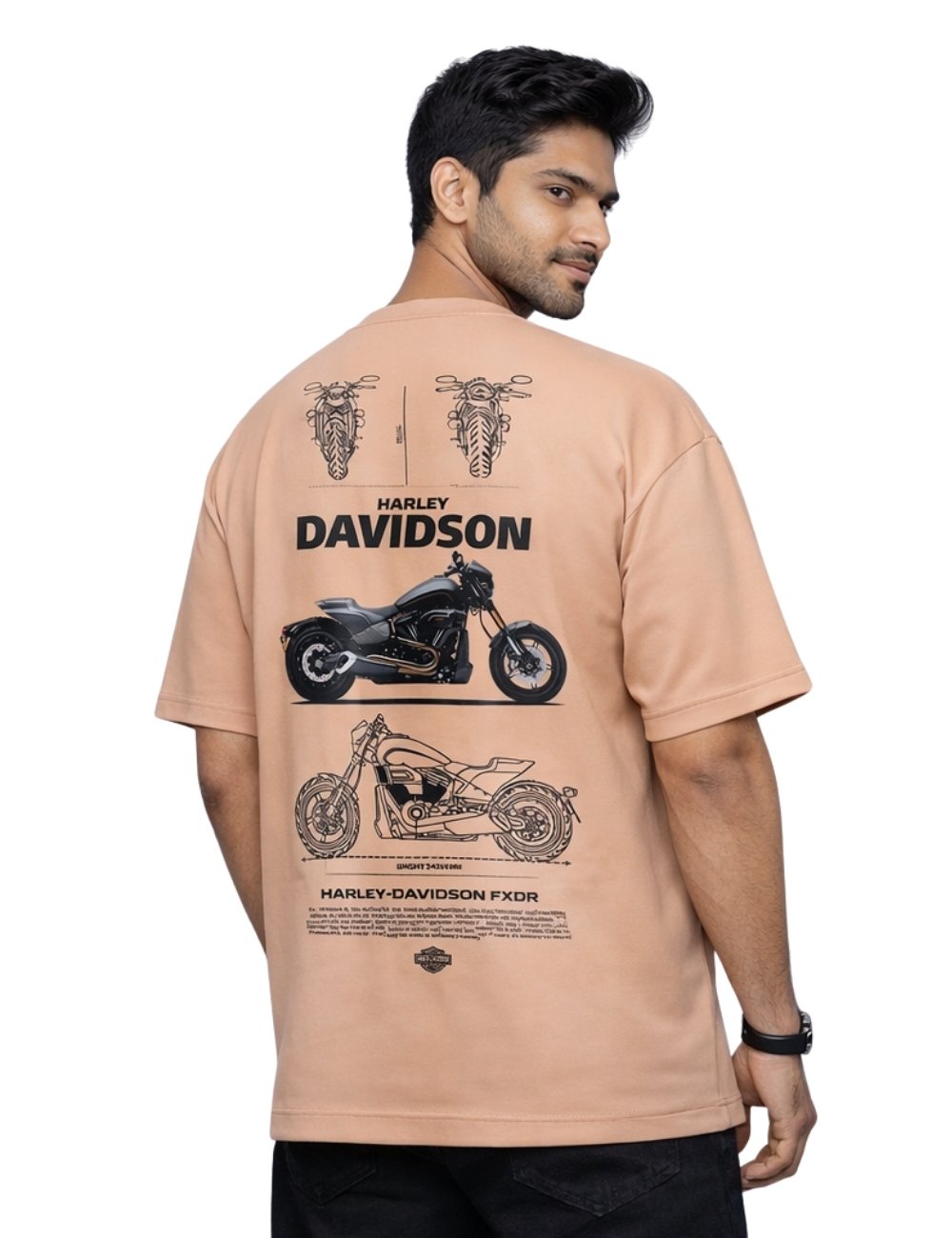 LURI Supima Cotton Unisex Oversized T-Shirt – Harley Davidson FXDR Blueprint