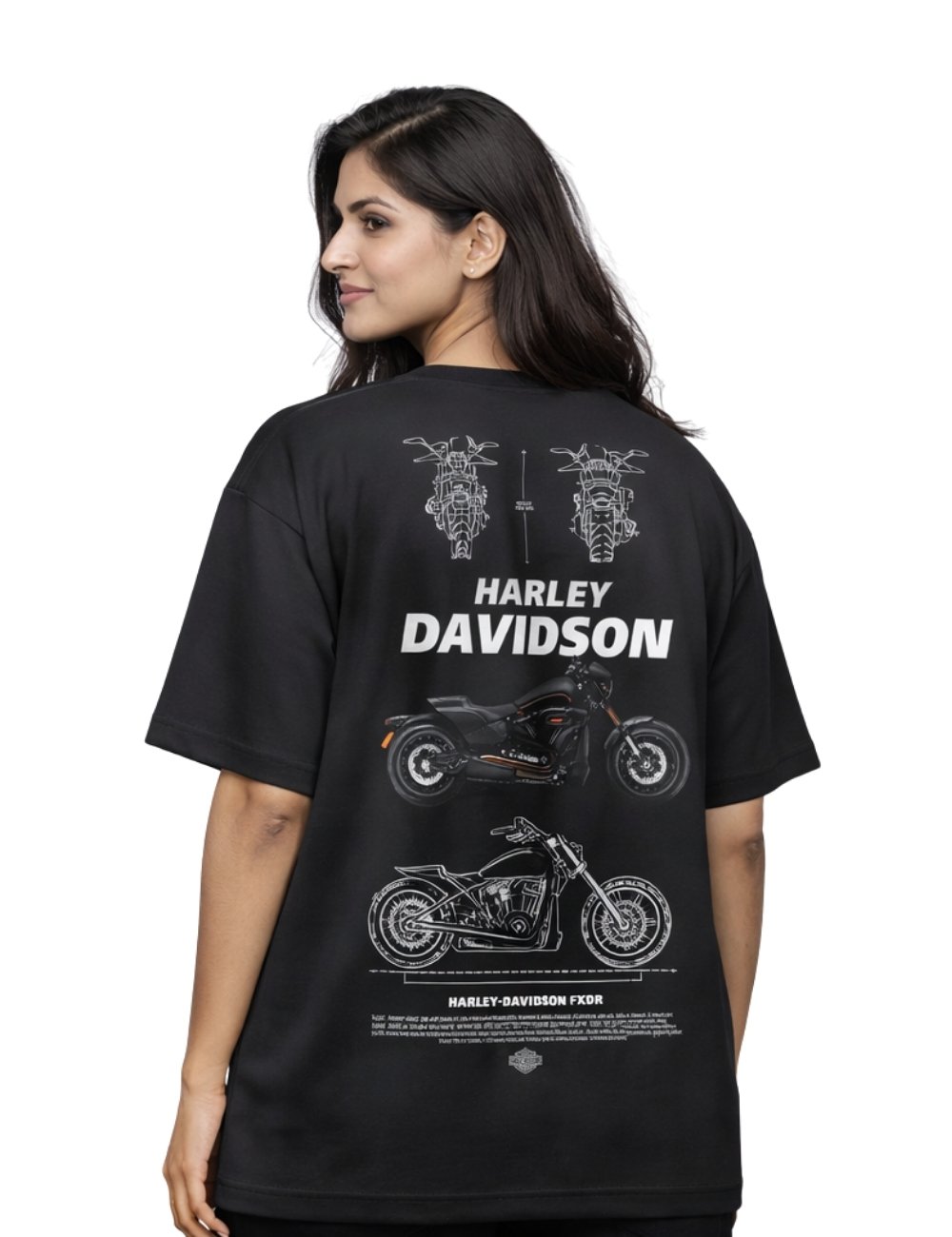 LURI Supima Cotton Unisex Oversized T-Shirt – Harley Davidson FXDR Blueprint