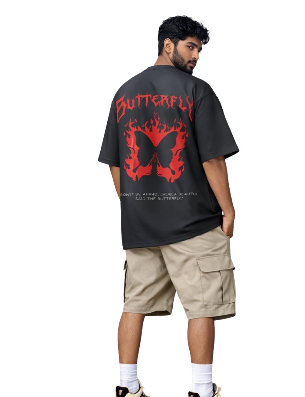 LURI Supima Cotton Unisex Oversized T-Shirt – Flame Butterfly Edition