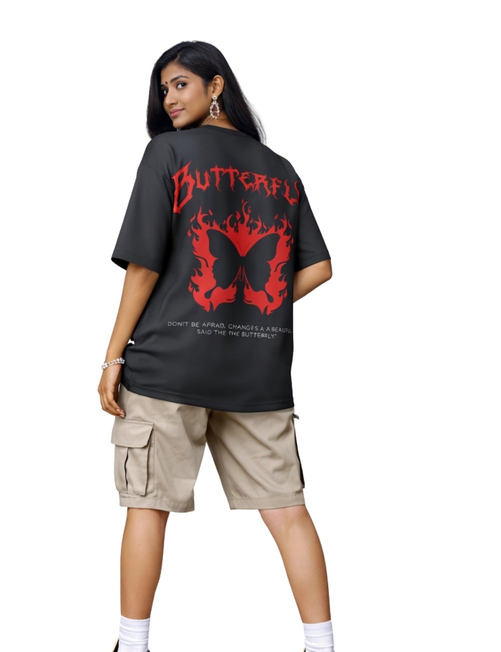 LURI Supima Cotton Unisex Oversized T-Shirt – Flame Butterfly Edition