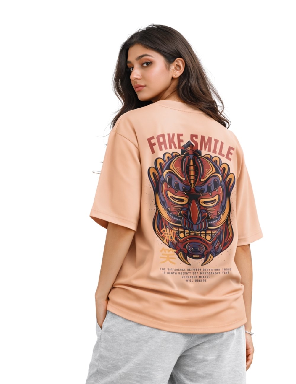 LURI Supima Cotton Unisex Oversized T-Shirt – Fake Smile Edition