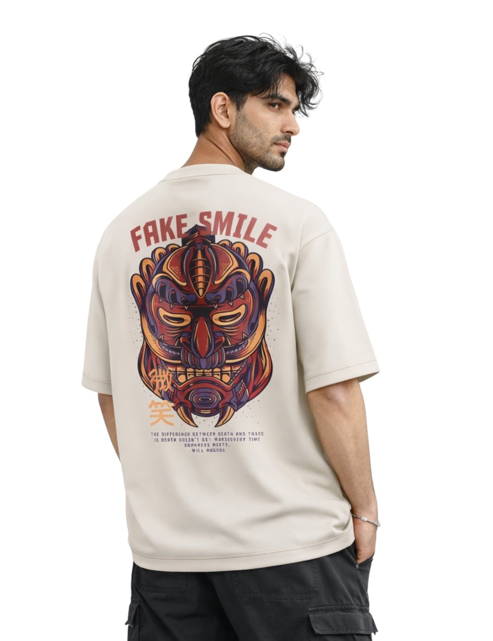 LURI Supima Cotton Unisex Oversized T-Shirt – Fake Smile Edition