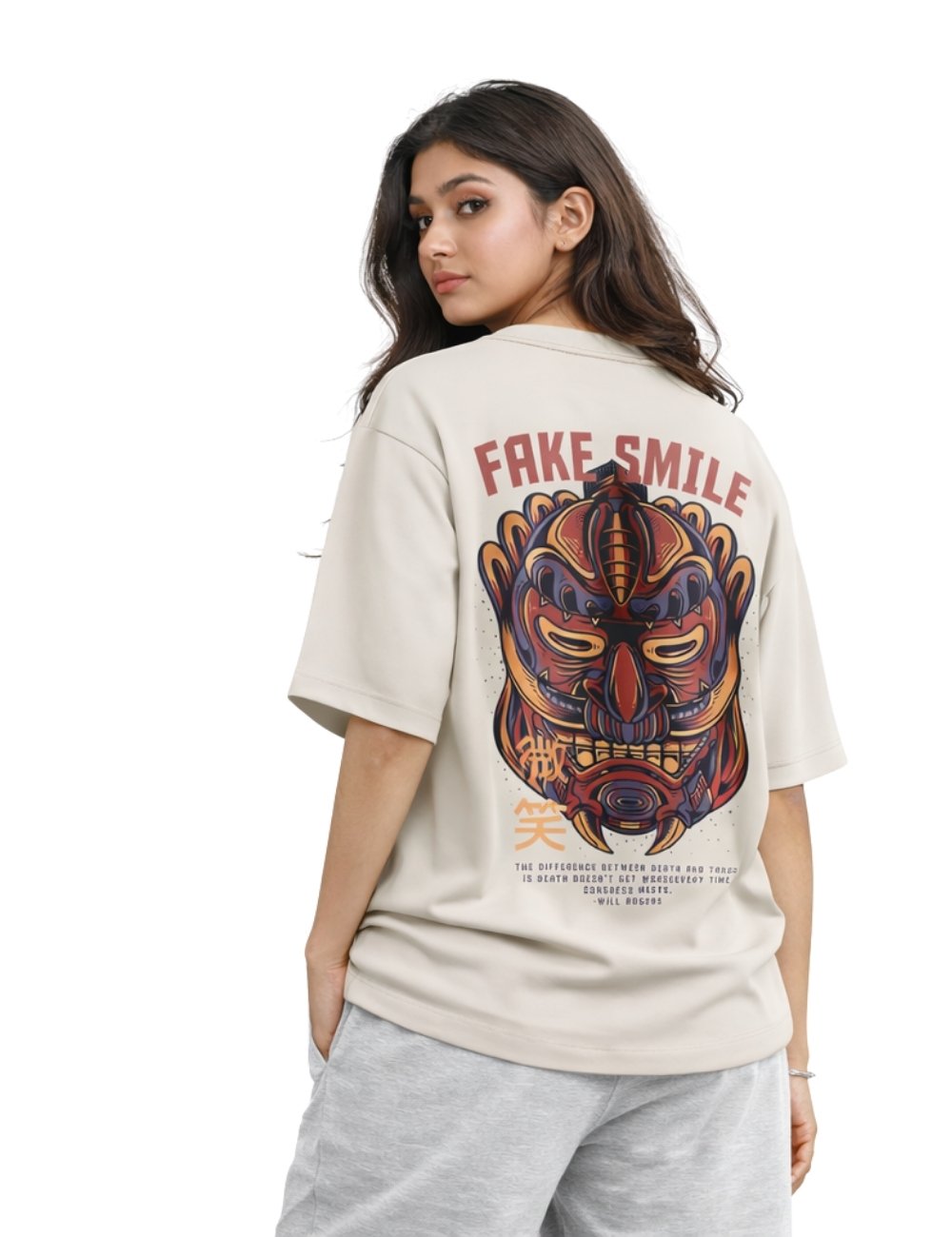 LURI Supima Cotton Unisex Oversized T-Shirt – Fake Smile Edition