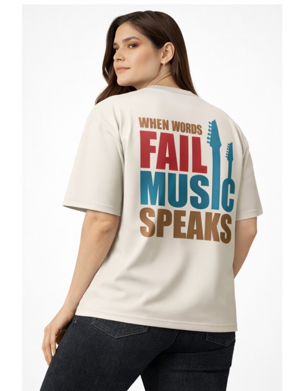 LURI Supima Cotton Unisex Oversized T-Shirt – When Words Fail Music Edition