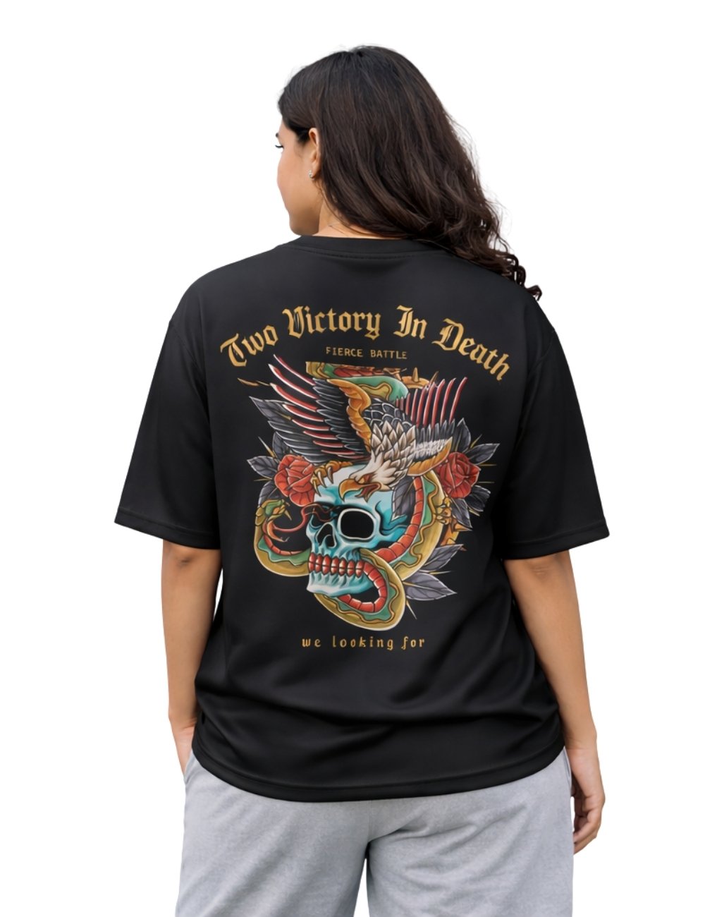 LURI Supima Cotton Unisex Oversized T-Shirt – Victory Skull Edition