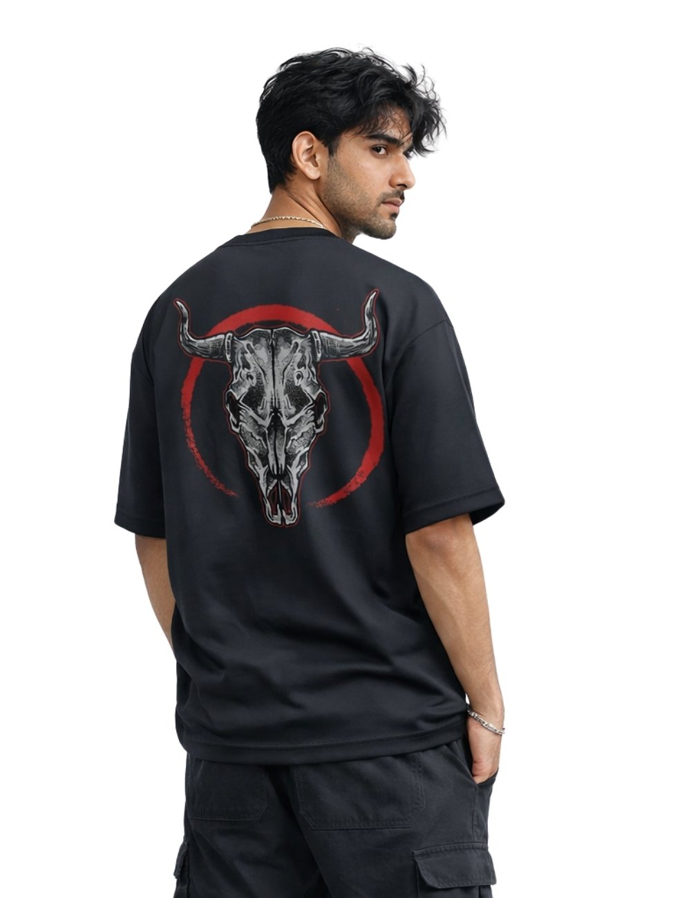 LURI Supima Cotton Unisex Oversized T-Shirt – Crimson Horns Edition