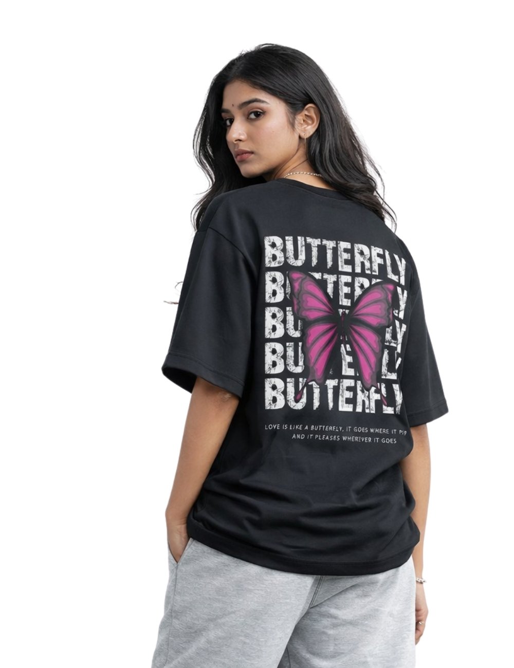 LURI Supima Cotton Unisex Oversized T-Shirt – Butterfly Grunge Edition