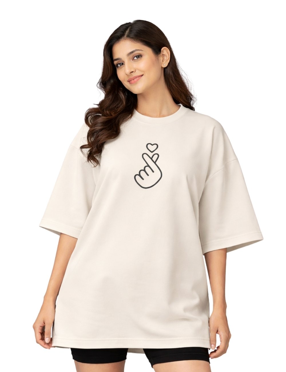 LURI Supima Cotton Unisex Oversized T-Shirt – Heart Gesture Edition