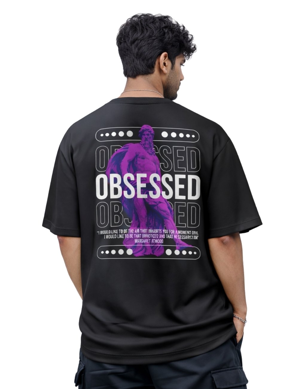 LURI Supima Cutton Unisex Oversized T-shirt – Purple Statue Art Edition