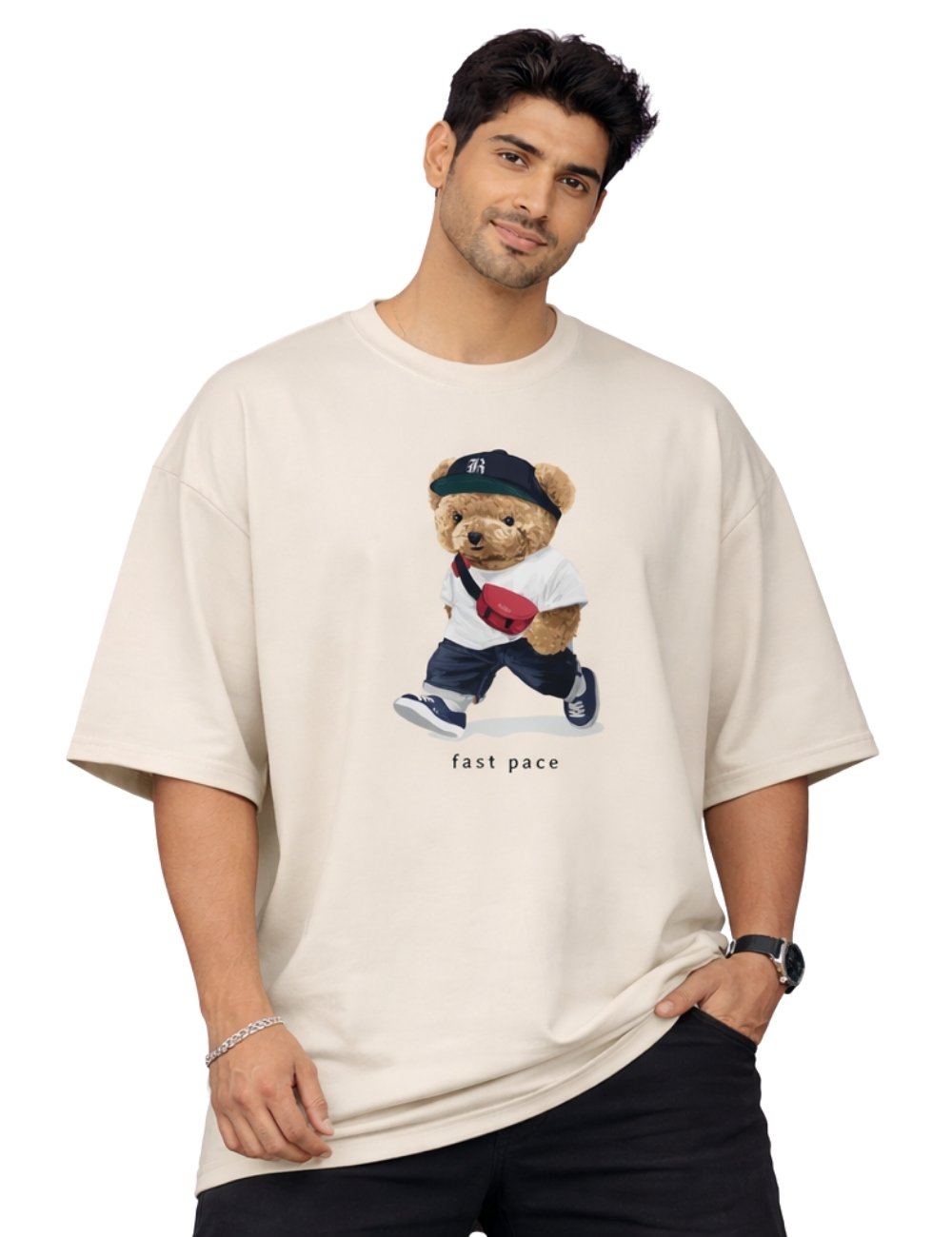 LURI Supima Cotton Unisex Oversized T-Shirt – Fast Pace Teddy Edition