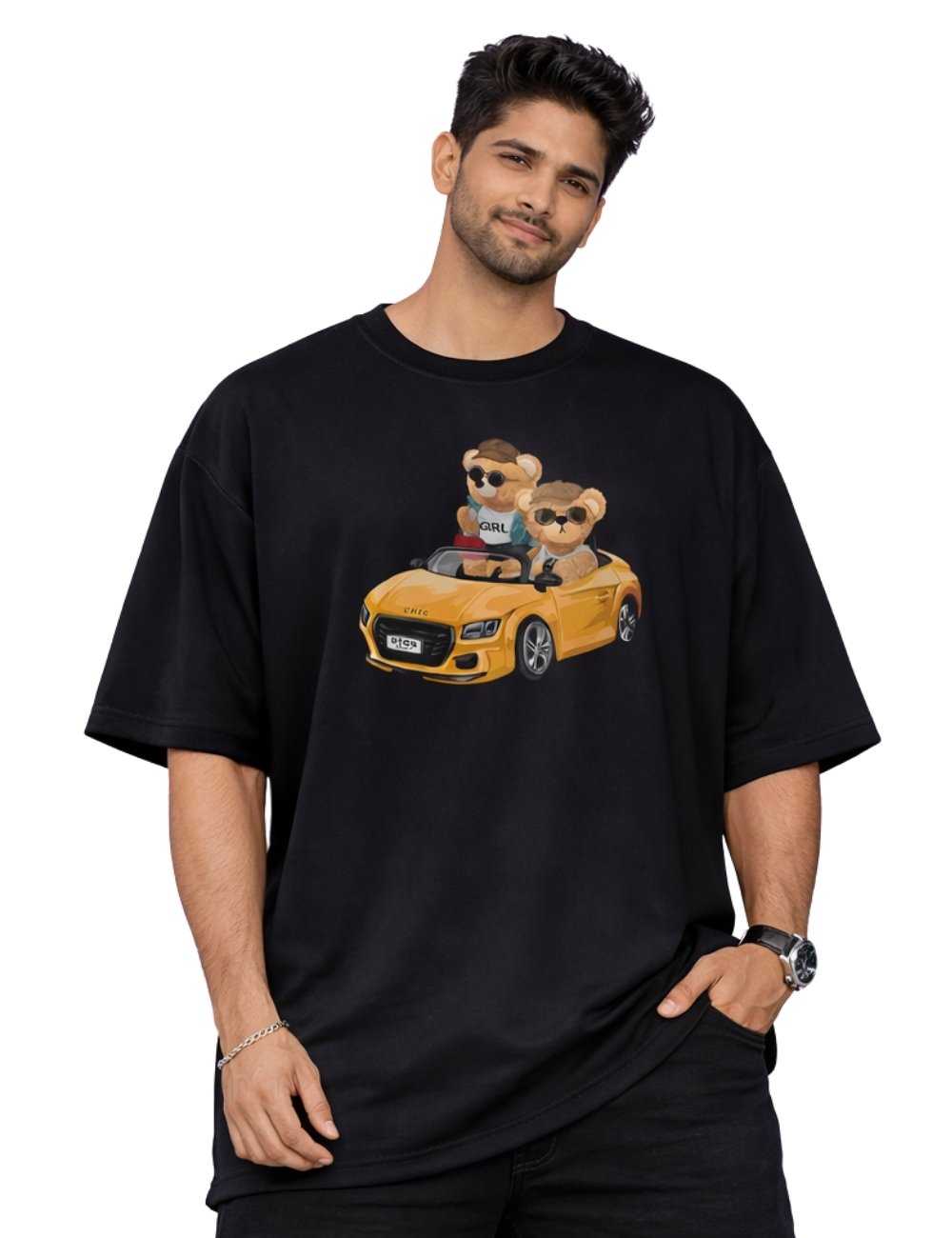LURI Supima Cotton Unisex Oversized T-Shirt – Cool Teddy Car Edition