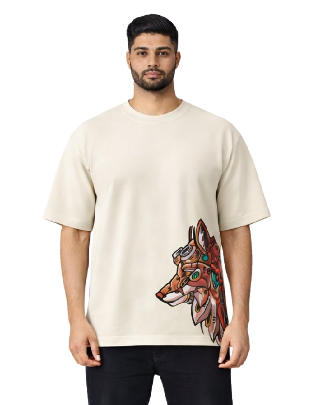 LURI Supima Cotton Unisex Oversized T-Shirt – Tribal Wolf Edition