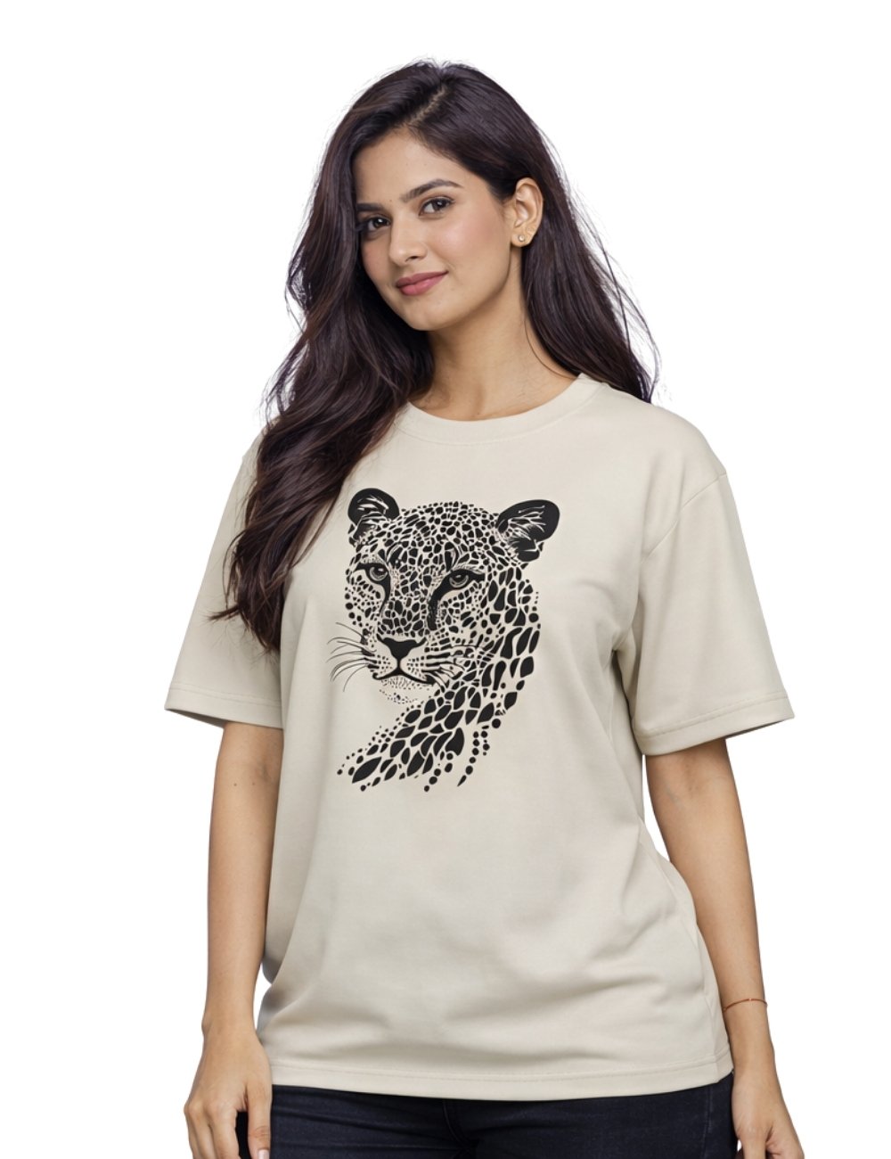 LURI Supima Cotton Unisex Oversized T-Shirt – Artistic Leopard Edition
