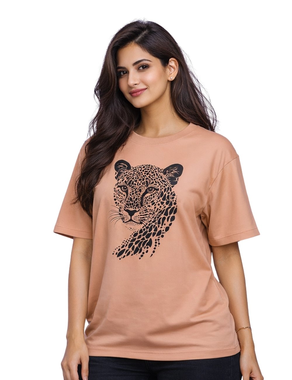 LURI Supima Cotton Unisex Oversized T-Shirt – Artistic Leopard Edition