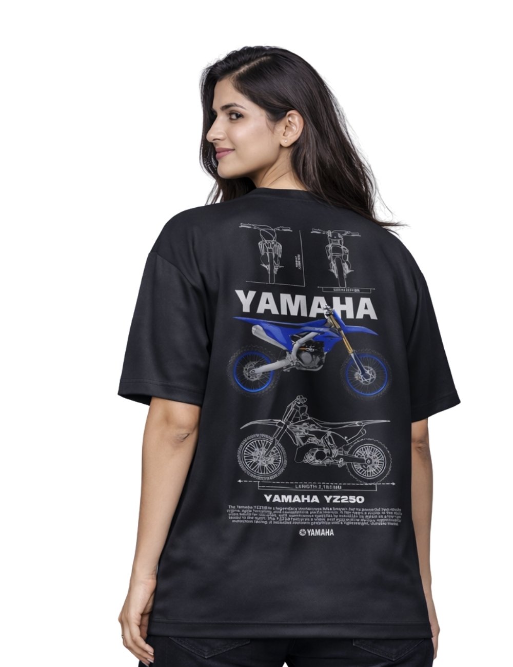 LURI Supima Cotton Unisex Oversized T-Shirt – Yamaha YZ250 Moto Blueprint