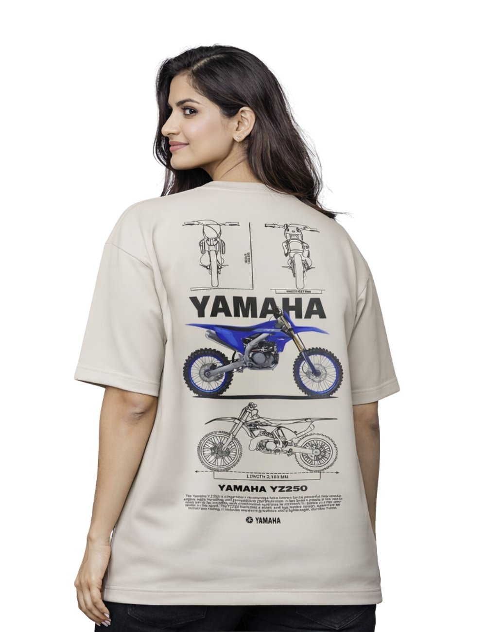 LURI Supima Cotton Unisex Oversized T-Shirt – Yamaha YZ250 Moto Blueprint