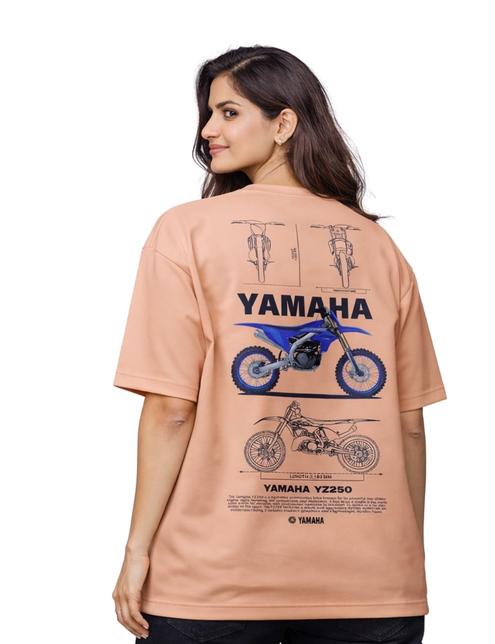 LURI Supima Cotton Unisex Oversized T-Shirt – Yamaha YZ250 Moto Blueprint