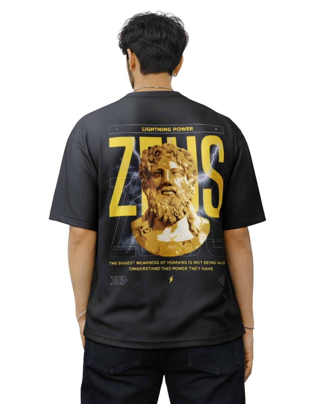LURI Supima Cotton Unisex Oversized T-Shirt – Zeus Lightning Power Edition