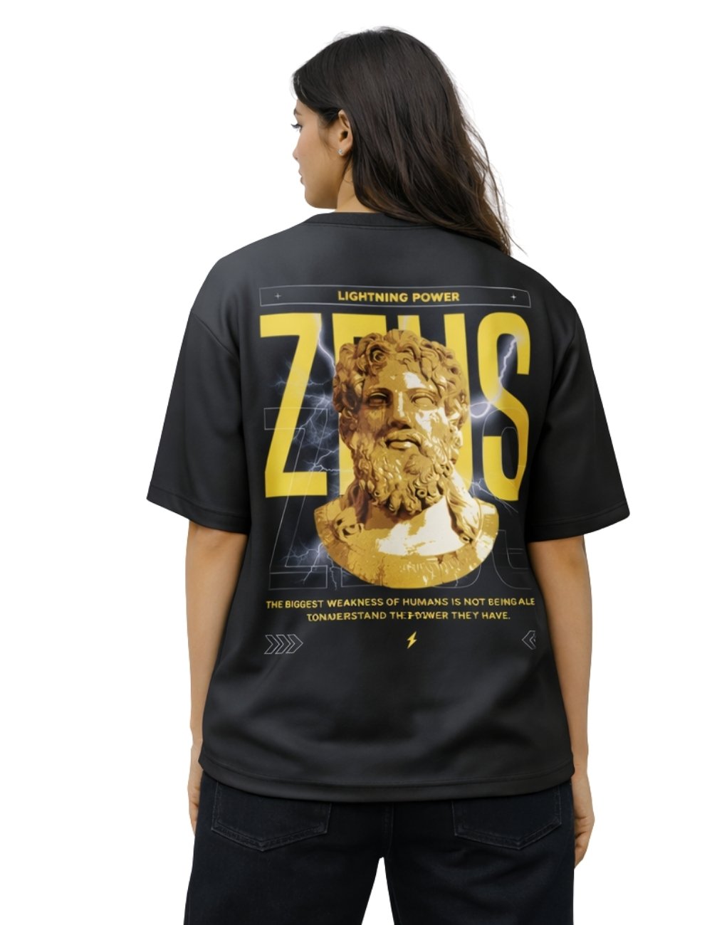 LURI Supima Cotton Unisex Oversized T-Shirt – Zeus Lightning Power Edition