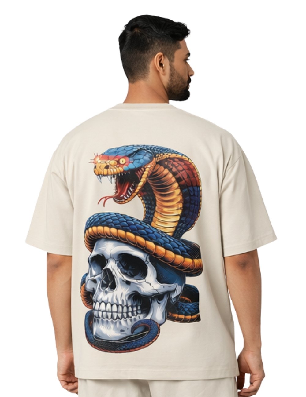 LURI Supima Cotton Unisex Oversized T-Shirt – Venom Coil Skull Edition